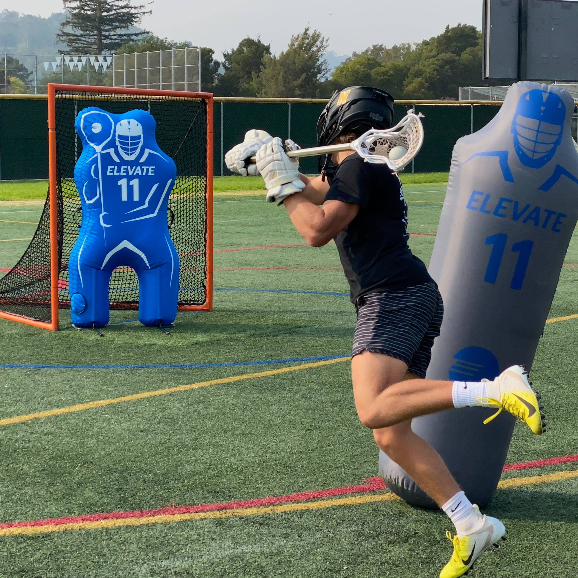 Lacrosse dodging drills with the 11th man defender dummy and 11th man goalie