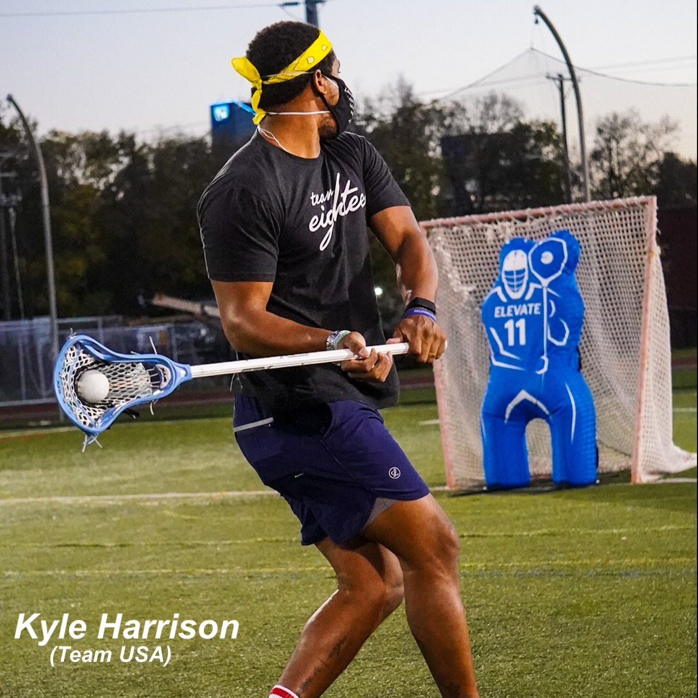 kyle harrison lacrosse player shooting drills on the elevate 11th man lacrosse goalie dummy