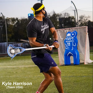 kyle harrison lacrosse player shooting drills on the elevate 11th man lacrosse goalie dummy