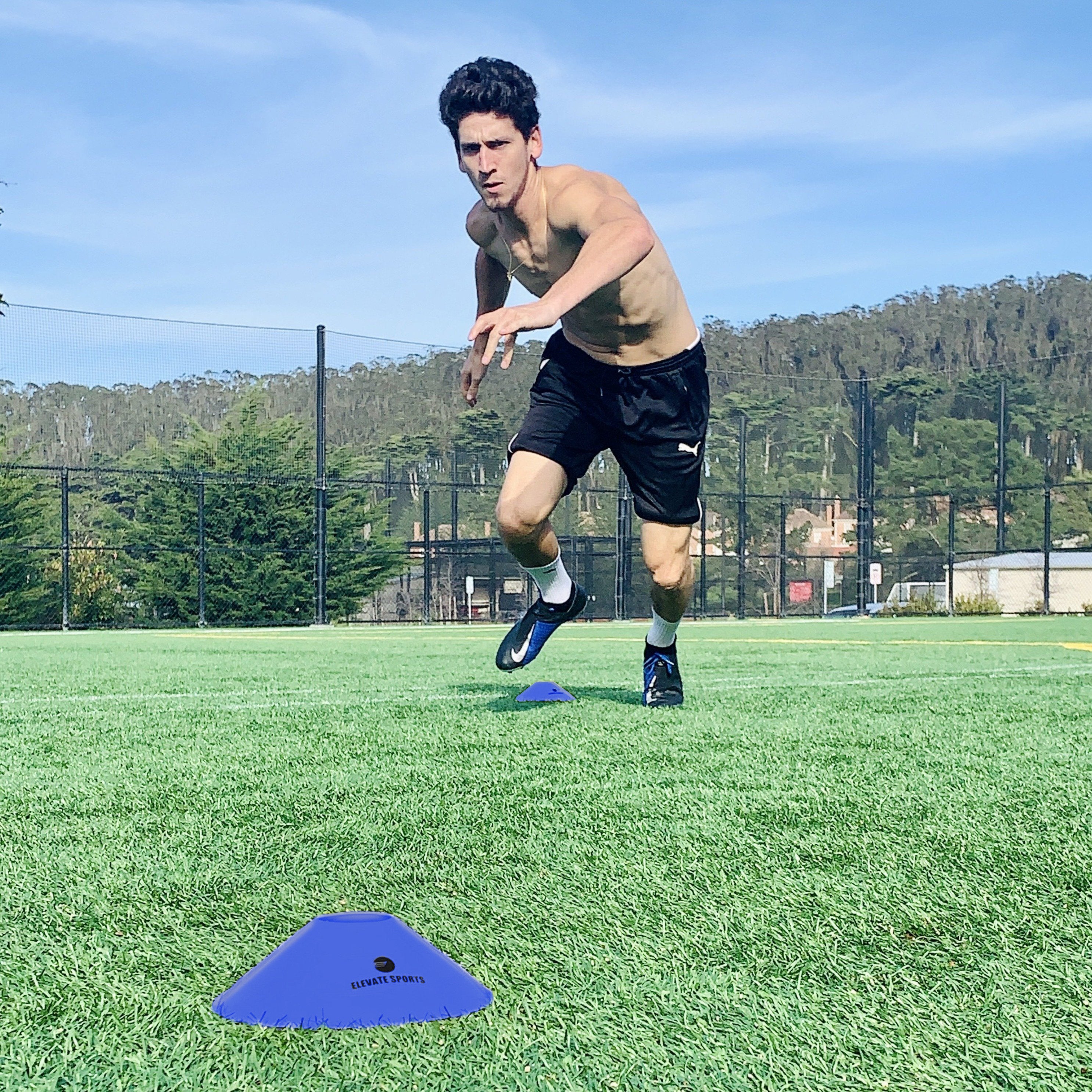 Training with speed cones can increase speed, endurance, change of direction, and quickness.